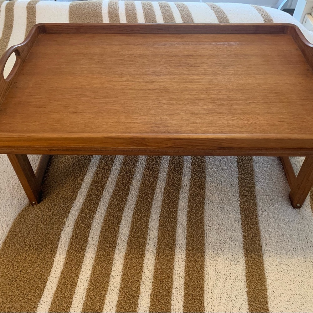 Vintage GOODWOOD Teak Mid Century Modern  Breakfast Tray Foldable Legs 60$